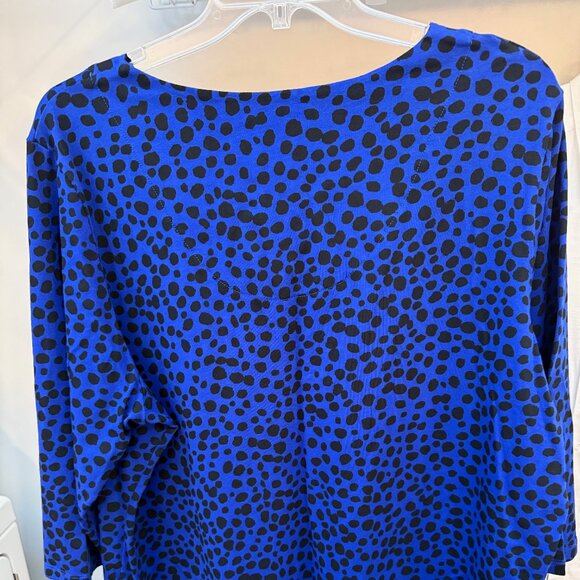 Ruby Rd Favorites Blue & Black 3/4 sleeve top - Picture 10 of 11